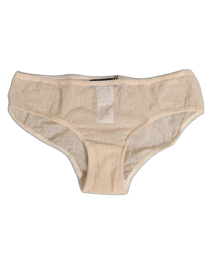 Dolce & Gabbana Beige DG Logo Lace Mid Waist Panty Underwear