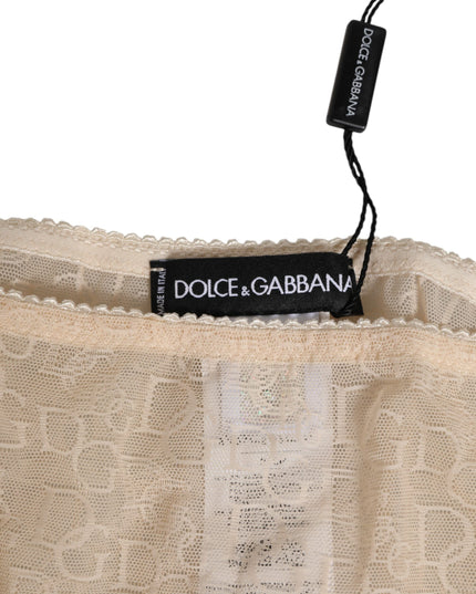 Dolce & Gabbana Beige DG Logo Lace Mid Waist Panty Underwear