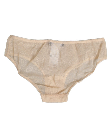 Dolce & Gabbana Beige DG Logo Lace Mid Waist Panty Underwear