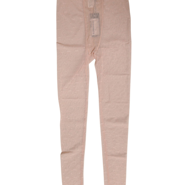 Dolce & Gabbana Beige Nylon Logo Lace Leggings Pants Underwear