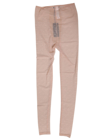 Dolce & Gabbana Beige Nylon Logo Lace Leggings Pants Underwear