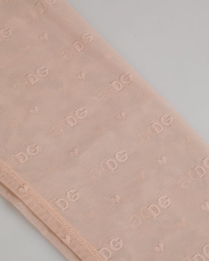 Dolce & Gabbana Beige Nylon Logo Lace Leggings Pants Underwear