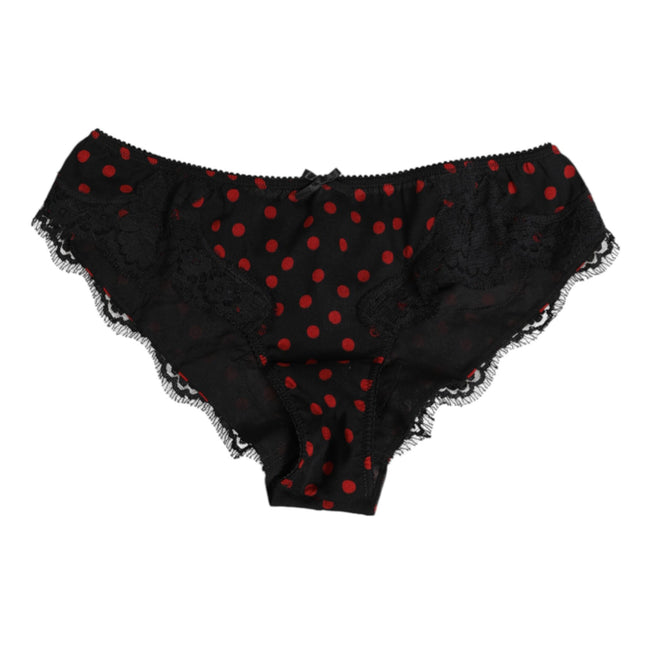 Dolce & Gabbana Black Polka Dotted Silk Low Waist Panty Underwear