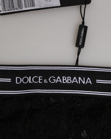 Dolce & Gabbana Black Lace Slip Brief Logo Waistband  Underwear