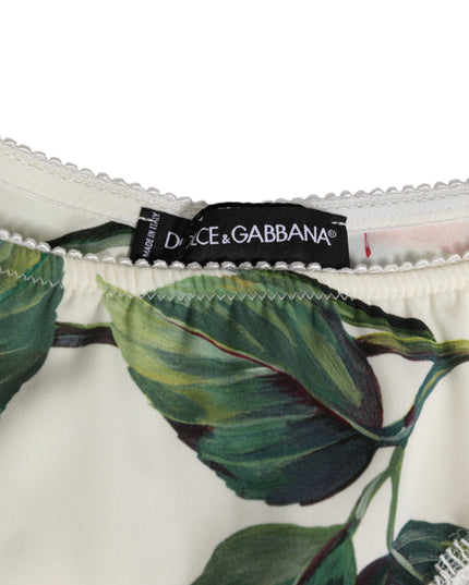 Dolce & Gabbana White Silk Satin Floral Lace Trim Slip Underwear