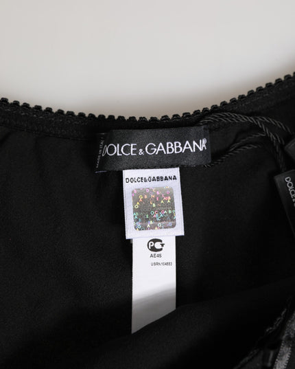 Dolce & Gabbana Black Silk Satin Floral Lace Panty Brief Underwear