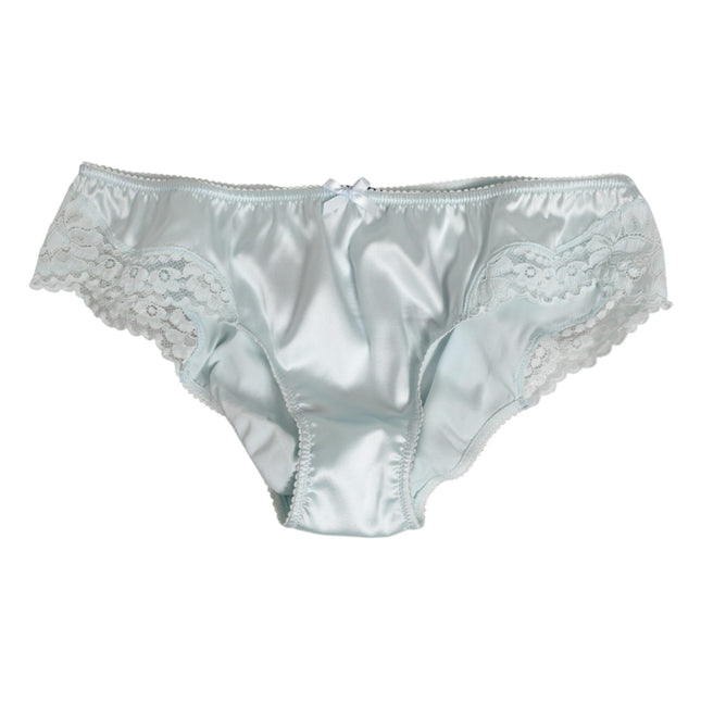 Dolce & Gabbana Gray Silk Satin Floral Lace Panty Brief Underwear