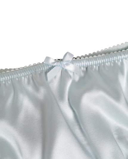 Dolce & Gabbana Gray Silk Satin Floral Lace Panty Brief Underwear