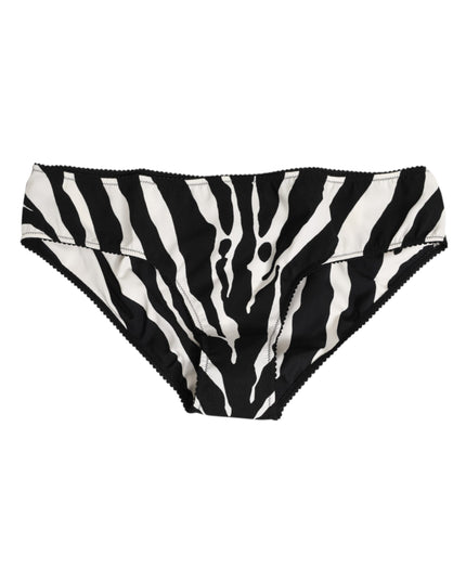 Dolce & Gabbana Black White Zebra Print Slip Briefs Underwear