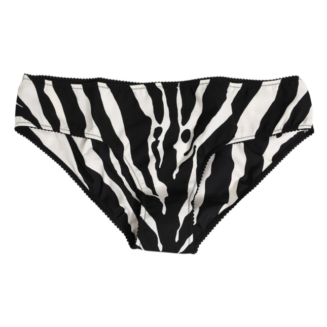Dolce & Gabbana Black White Zebra Print Slip Briefs Underwear