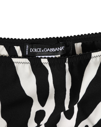 Dolce & Gabbana Black White Zebra Print Slip Briefs Underwear