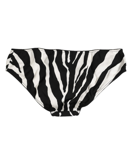 Dolce & Gabbana Black White Zebra Print Slip Briefs Underwear