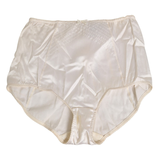 Dolce & Gabbana Off White Silk High Waist Girdle Panty Underwear