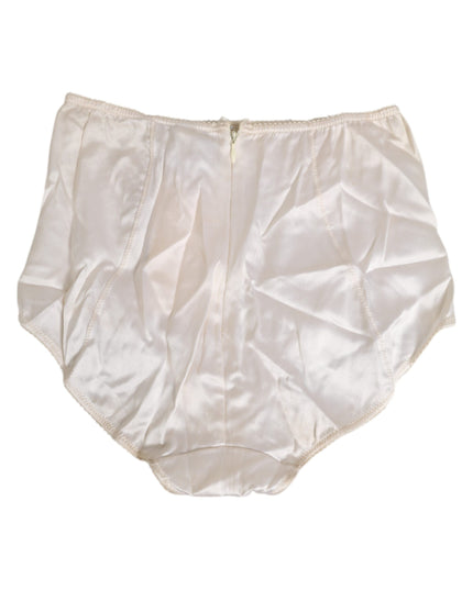 Dolce & Gabbana Off White Silk High Waist Girdle Panty Underwear