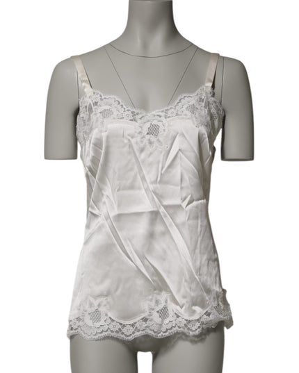 Dolce & Gabbana Off White Floral Lace Tank Lingerie Top Underwear