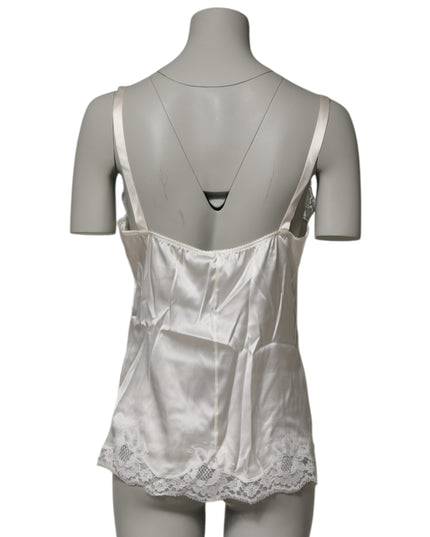 Dolce & Gabbana Off White Floral Lace Tank Lingerie Top Underwear