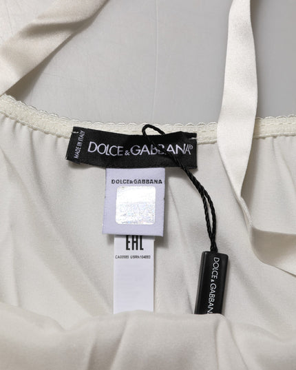 Dolce & Gabbana Off White Floral Lace Tank Lingerie Top Underwear