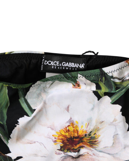 Dolce & Gabbana Black Side Tie Floral Bikini Bottom Swimwear