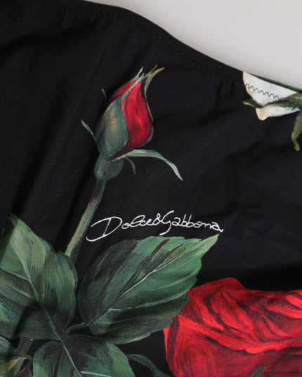 Dolce & Gabbana Black Side Tie Floral Bikini Bottom Swimwear