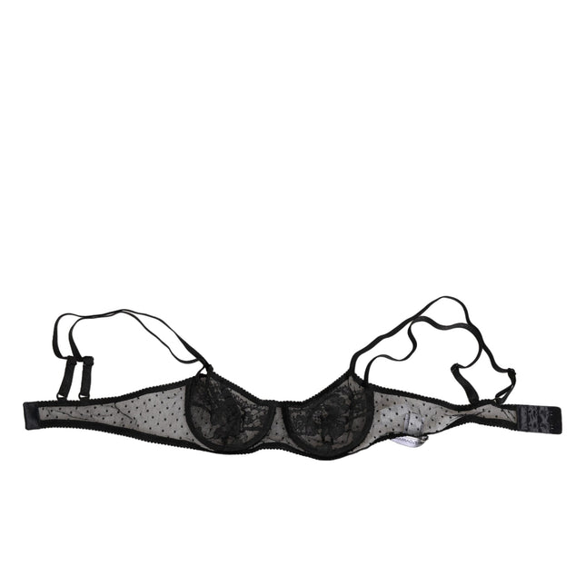 Dolce & Gabbana Black Floral Underwired Balconette Bra Underwear