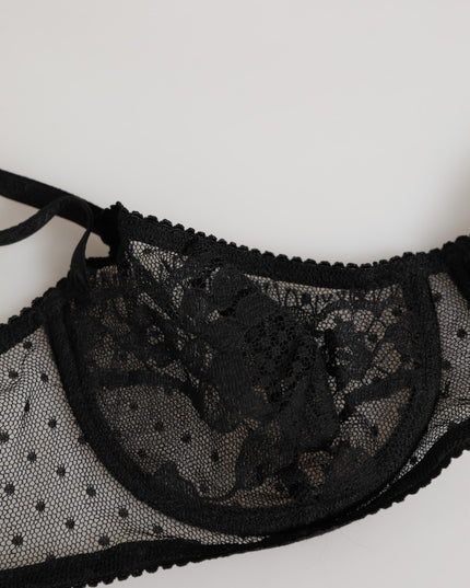Dolce & Gabbana Black Floral Underwired Balconette Bra Underwear