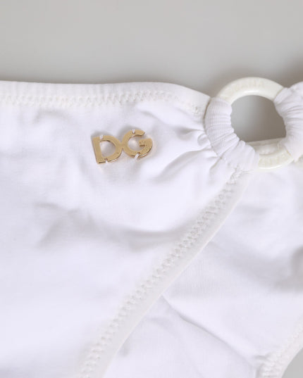 Dolce & Gabbana White Logo Swimsuit 2 Piece Top Bottom Swimwear