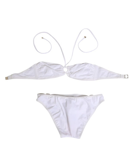 Dolce & Gabbana White Logo Swimsuit 2 Piece Top Bottom Swimwear