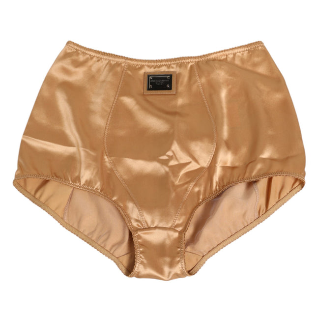Dolce & Gabbana Beige Silk Stretch High Waist Girdle Underwear