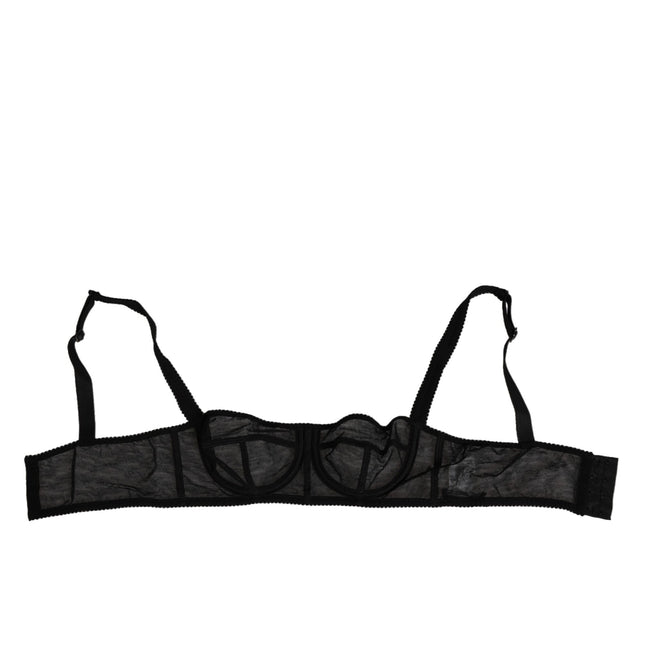 Dolce & Gabbana Black Floral Underwired Balconette Bra Underwear