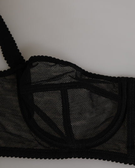 Dolce & Gabbana Black Floral Underwired Balconette Bra Underwear