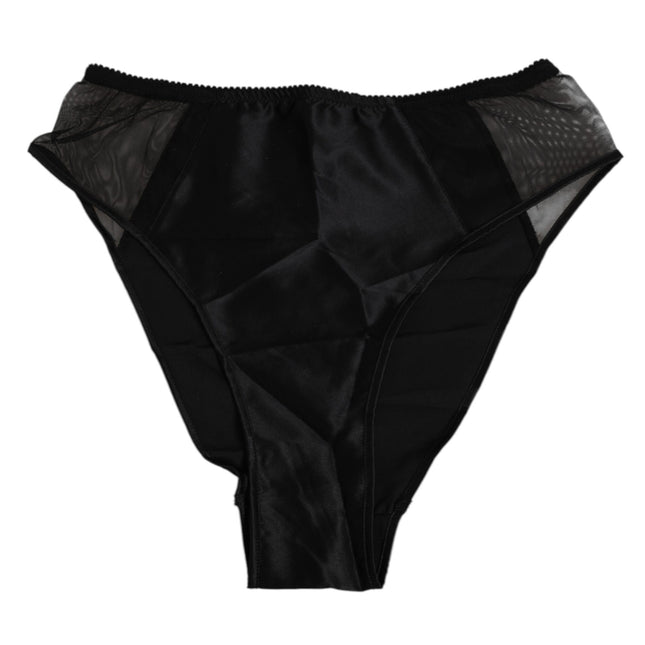 Dolce & Gabbana Black Silk Stretch High Waist Panty Underwear