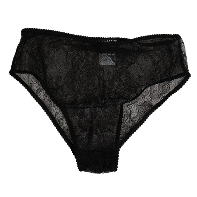 Dolce & Gabbana Black Nylon Stretch High Waist Panty Underwear
