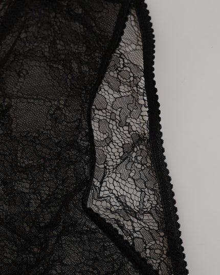 Dolce & Gabbana Black Nylon Stretch High Waist Panty Underwear