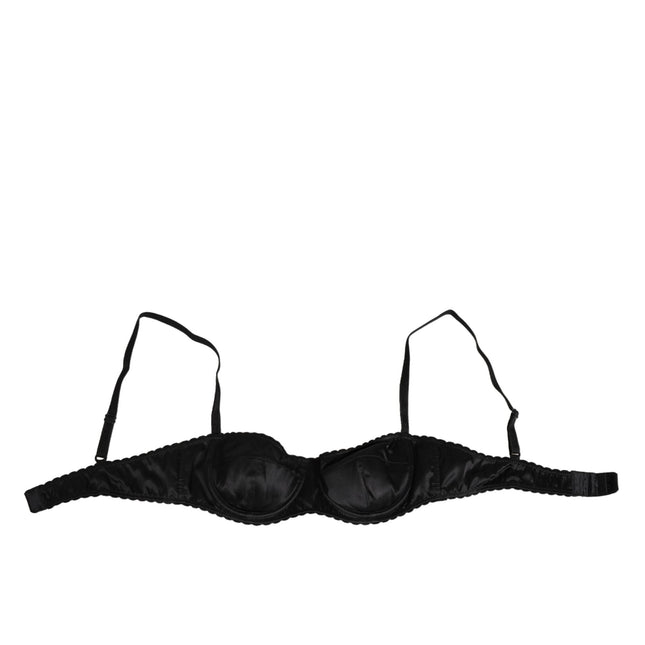 Dolce & Gabbana Black Silk Underwired Balconette Bra Underwear
