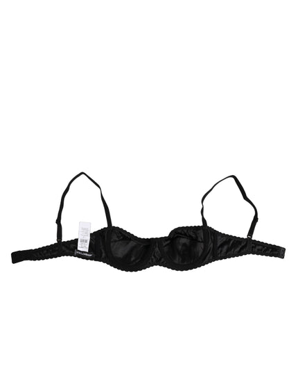 Dolce & Gabbana Black Silk Underwired Balconette Bra Underwear