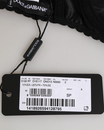 Dolce & Gabbana Black Silk Underwired Balconette Bra Underwear