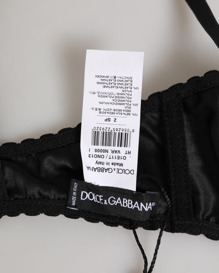 Dolce & Gabbana Black Silk Underwired Balconette Bra Underwear