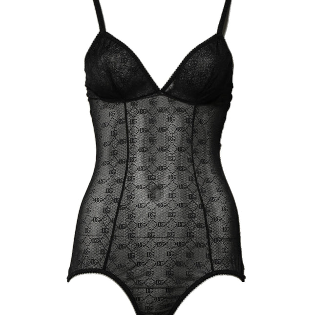 Dolce & Gabbana Black Nylon Stretch Bodysuit Lingerie Underwear
