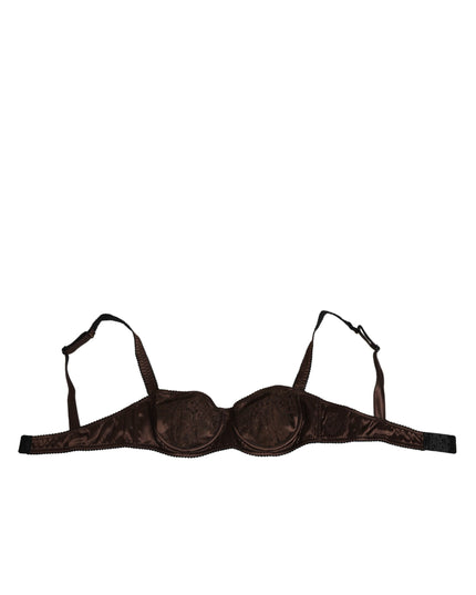 Dolce & Gabbana Brown Silk Underwired Balconette Bra Underwear