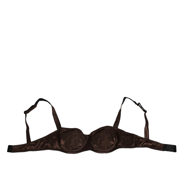 Dolce & Gabbana Brown Silk Underwired Balconette Bra Underwear