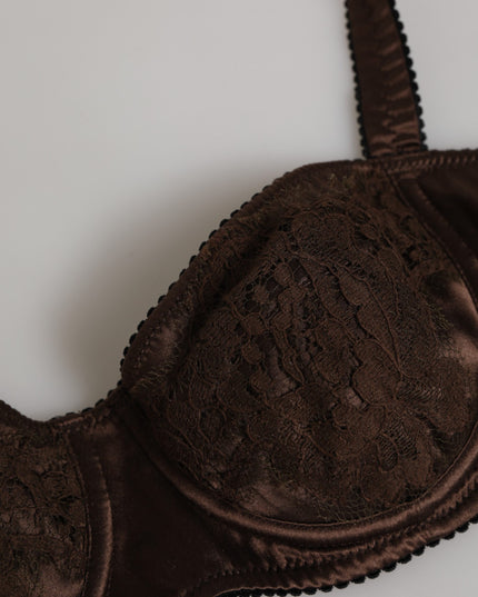 Dolce & Gabbana Brown Silk Underwired Balconette Bra Underwear