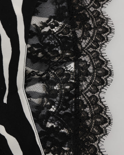 Dolce & Gabbana Black Silk Zebra Print Lace High Waist Underwear