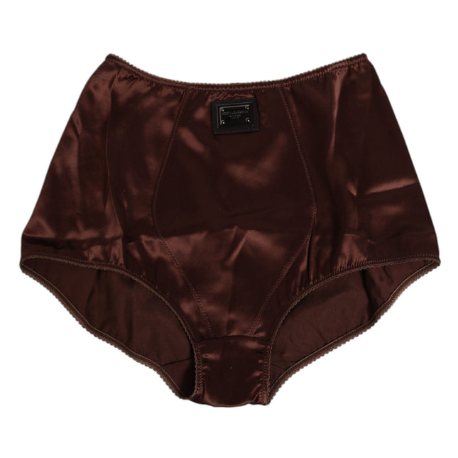Dolce & Gabbana Brown Silk Stretch High Waist Girdle Underwear