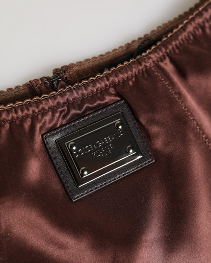 Dolce & Gabbana Brown Silk Stretch High Waist Girdle Underwear