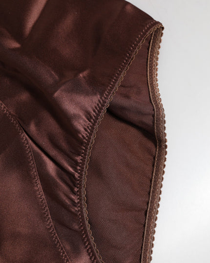 Dolce & Gabbana Brown Silk Stretch High Waist Girdle Underwear