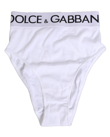 Dolce & Gabbana White Cotton Stretch High Waist Panty Underwear