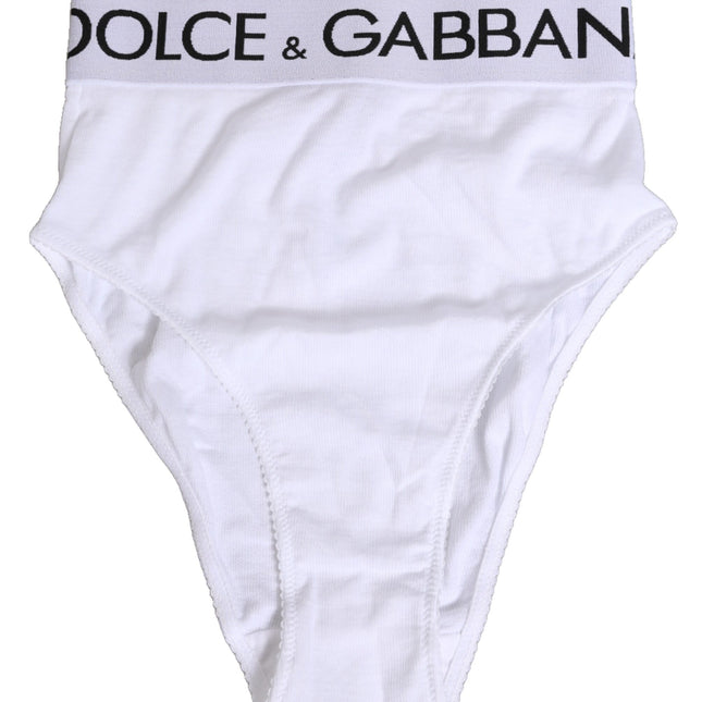Dolce & Gabbana White Cotton Stretch High Waist Panty Underwear