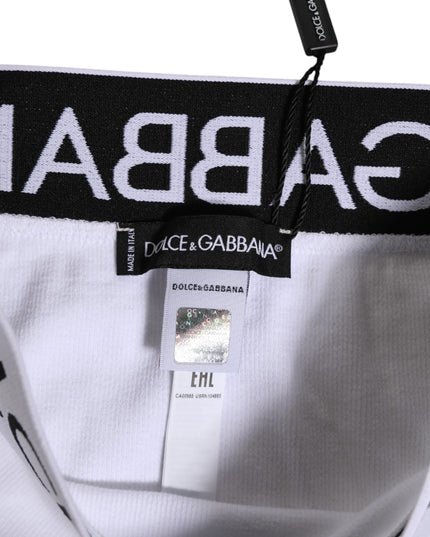 Dolce & Gabbana White Cotton Stretch High Waist Panty Underwear