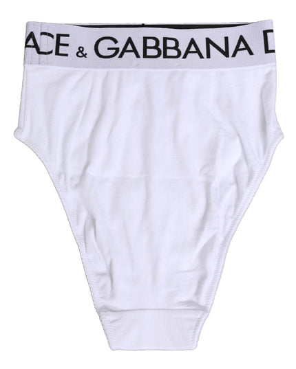 Dolce & Gabbana White Cotton Stretch High Waist Panty Underwear