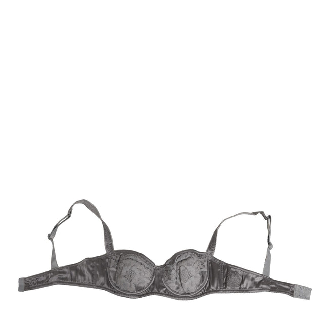 Dolce & Gabbana Gray Silk Underwired Balconette Bra Underwear